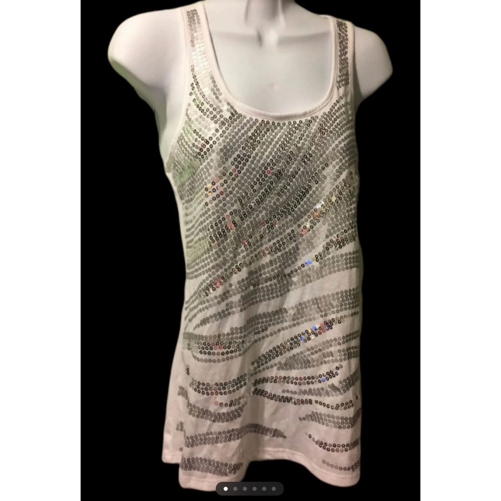 Charlotte Russe Women's Sequined White Top Sz S